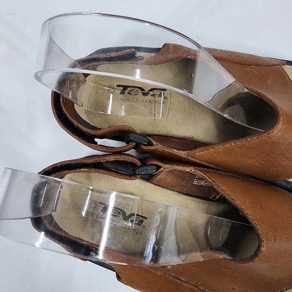 Teva Salani Thong Ankle Strap Leather Sandals Camel 7 - Picture 5 of 8